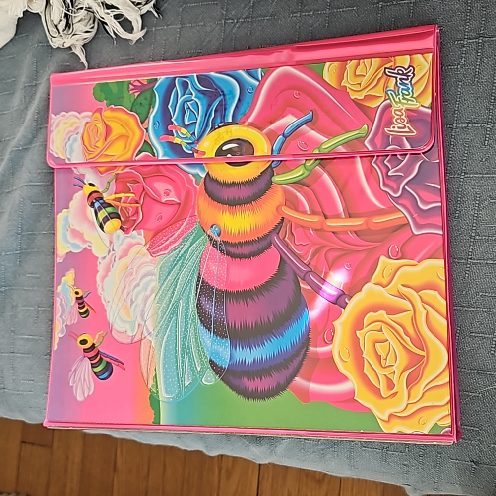 Lisa Frank trifold three ring binder with original sticker sheet!
